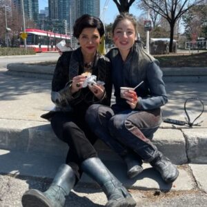 Anna Hopkins Instagram - Last episode ever of @expanseonprime drops on Friday. Here are some pics of my last day and a few others: a mix of champagne   struggling to find the words to thank the cast and crew and favorite scene partner @saghdashloo for such a wonderful run these past few years (under a sign which reads "live nudes" of course). Really one of the best groups of people I've ever had the pleasure of working with. Hope you enjoy the last episode, and thank you to the fans for being so supportive and passionate, and for ultimately saving the show. We owe it all to you. ❤️🥲🚀