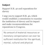 Anna Konkle Instagram – Michael Gee wrote this incredible piece for Harvard Business Review (I donno, some college in Boston?!?) describing arguments made in the case of reparations:

“Why We Need Reparations for Black Americans,” from the Brookings Institute

From Here to Equality, by William Darity and A. Kristen Mullen

“What Is Owed,” New York Times Magazine essay by Nikole Hannah-Jones

“The Case for Reparations,” The Atlantic essay by Ta-Nehisi Coates

Google it. Click on it. Read it. Take action by going to link in my bio which will bring you to ACLU site with instructions on emailing your house rep in support of HR 40. Which is apparently stalled but Aclu is still calling upon us to push it forward. And then we do more.