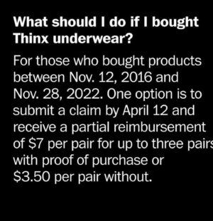 Anna Paquin Instagram - Repost @washingtonpost 
I have MANY questions- 
@thinx YOU FOLKS HAVE A LOT OF EXPLAINING TO DO 

Given the very specific window that the lawsuit covers what does that mean for undies bought before or after? DID something change in the way the products were made before and after? 

The bizarre discrepancy between price of settlement and how expensive the product is and average number of items bought by people with periods is so crazy low. I know I’m privileged in the finance arena but just conceptually it confuses the fuck outta me because if they are hoping to replace dangerous items what they are offering is NOT a refund NOR appropriate compensation for  serious long term health issues. 

THEY MAKE A TWEEN/TEEN line so us parents and caregivers are the ones trying to figure out if we would be poisoning children who have periods and we need WAY more specific info than we have been given.  This is actually the scariest part because youngsters can’t actually make an informed choice here. 

Please comment below if you have any more insight because a read the entire legal document and I can’t tell if it’s a legit complaint about false advertising or a SCARY SERIOUS HEALTH ISSUE.
