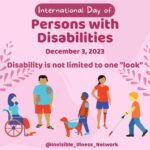 Anna Paquin Instagram - Posted @withregram • @invisible_illness_network Happy International Day of People with Disabilities #IDPWD2023! On this day and every day please be aware that disabilities come in all shapes and sizes, and sometimes can’t be seen. 30 years ago today International Day of People With Disabilities was founded by the UN "to promote an understanding of disability issues and mobilize support for the dignity, rights, and well-being of persons with Disabilities." On this day let's reflect on the progress that has been made to accommodating those with Disabilities, and think about how much farther we have to go. [Image Description: a pink background with text that reads: "International Day of Persons with Disabilities. December 3, 2023. Disability is not limited to one “look”." Below there are graphics to show different types of disabilities. From left to right there is a person in a wheelchair, a person without any visible physical disability, a person with a service dog, a person with a prosthetic leg, and finally a person with a white cane.]