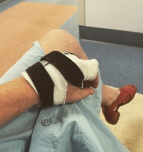 Annabel Crabb Instagram - At Canterbury Hospital’s hand clinic for further assistance with an injury sustained to my paw on Boxing Day while blithely using it to tamp down a loaded kitchen bin, unaware that it contained a broken glass. Yes, I know: Dumb. A common injury apparently. Anyway, big shout out and thank you to the ED team at Canterbury that night for skillful and good humoured assistance, and to the surgeon / anesthetist / theatre crew who worked VERY late sewing me up, and last but not least kind Lowanna on Acacia Ward who found me a charger when my phone expired. Oh also plus Jess who has taught me things I did not know about hand musculature and nerve systems. Satisfied customer ❤️