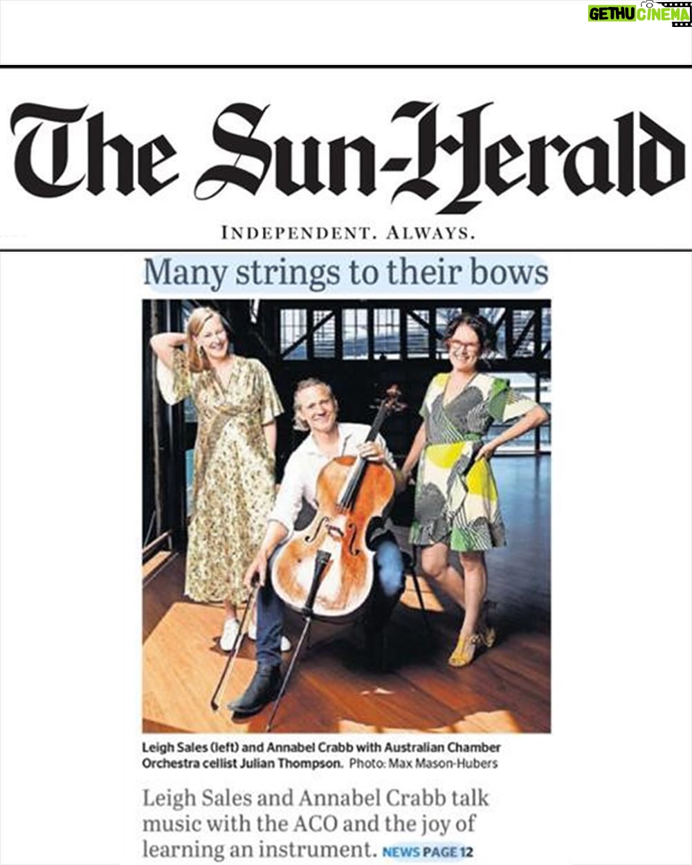 Annabel Crabb Instagram - Is there anything you would like to change about classical music?” ACO Cello Julian Thompson: “The deferential nature of concert-going that we have in the modern world, which is a totally recent invention. It never used to be like that when you went to a concert in Beethoven’s time.” @chat10looks3 hosts, @annabelcrabb and @leigh_sales have been grilling Julian about the handiest tricks and biggest secrets in the classical music trade for @sydneymorningherald. Annabel and Leigh will join us on stage in Brisbane, Sydney and Melbourne next month in ‘For the Love of Music’ - where there’ll be plenty more where that came from! ‘For the Love of Music’, 8, 9 & 12 April at @atqpac, @sydneyoperahouse and @artscentremelbourne. #AustralianChamberOrchestra