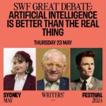 Annabel Crabb Instagram - “That Artificial Intelligence Is Better Than The Real Thing” is the topic of this year’s @sydwritersfest Great Debate, my annual grudge match with David Marr. Rather bold of Marr to agree this year given that he is from the Papyrus Age and still grumbles about programming video recorders. He’s never heard of Instagram either so can someone please print this out and tie it to a pigeon so he gets it? My team @mattieunofficial and Toby Walsh are ready to crush Marr and his quisling defence of the fallible mush that is human intelligence. Marr is fortunate to have @rhysnicholson and @traceyspicer, sure. But a fish rots from the head. We are quietly confident. And bribing @yumichild the host and adjudicator just to make sure. Come along it’s at the Town Hall 8pm … tickets through @sydwritersfest.