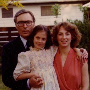 Annabeth Gish Instagram - First week of April birthday wishes to my father Robert, and my sister Robin. Two VERY, VERY Aries souls :) Spring of ‘79 seems like forever ago, and yet I distinctly remember the heavy perfume of the lilacs exploding their purple and white blooms on this graduation day in May, on Merner Ave. In Iowa innocence. Tender and intense same time. Love of the deepest kind for these two. HBD. I’m glad you are both here. PS love that my dad was wearing #Caddis before Caddis was cool:)