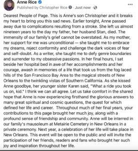 Anne Rice Most Liked Photos and Posts