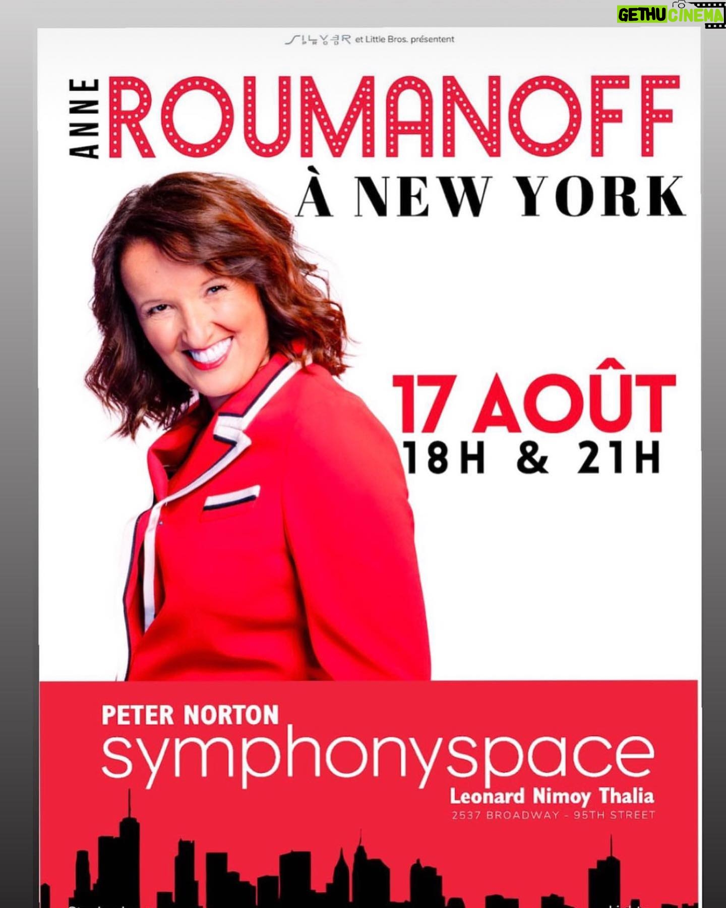 Anne Roumanoff Instagram - Je joue à New-York le 17 août . Qui vient me voir ? @silverprod_usa @littlebrosproductions @symphonyspace