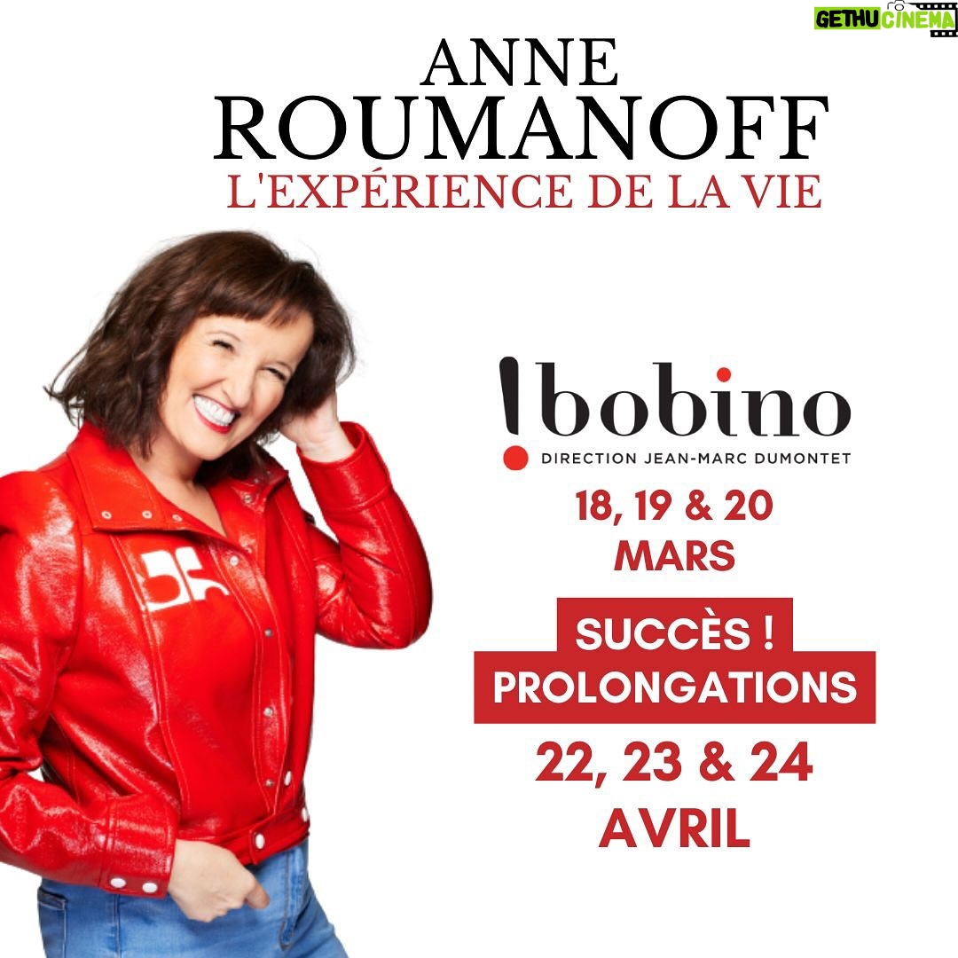 Anne Roumanoff Instagram - Succès & prolongations pour Anne Roumanoff ! Après avoir rempli des Apollo, des Européen et des Olympia, elle enchaine avec une série de Bobino ! 3 nouvelles dates sont en vente : 22, 23 & 24 avril 2024 🔥 On fonce ➡️ anneroumanoff.com