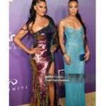 Annie Ilonzeh Instagram – Last night w/ bestie @claudiajordan for the @naacpimageawards 🩵🤎💙
.
.
.
Thank you @iamdevapink for this dope pony! And @mairasmakeuppage for the beat! 
#styledbyme 
@naacp #naacpimageawards #aboutlastnight #with #bestie