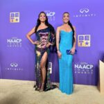 Annie Ilonzeh Instagram – Last night w/ bestie @claudiajordan for the @naacpimageawards 🩵🤎💙
.
.
.
Thank you @iamdevapink for this dope pony! And @mairasmakeuppage for the beat! 
#styledbyme 
@naacp #naacpimageawards #aboutlastnight #with #bestie