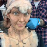 Annie Wersching Instagram - Sick of #Picard posts yet? 😉👑👽Never, you say?! Great! In honor of our panel at @wondercon today, this one goes out to the incredible artists who designed, executed and applied this tricky prosthetic. In the beginning I was called 4 hours before I was due on set. That included everything…hair in a bun, bald cap, crown on, 10 overlapping prosthetics, airbrushing and hand painting. Then costume and corset and all the rest. We very quickly got the whole shebang down to 2 1/2 hours! I’d go film some snarky BQ scenes and then it would take about 25 mins to remove the makeup pieces. I would let my hubs/family know I was almost finished by sending one of these ridiculous pics of prosthetics being cut off my face! 🤣 Some of my favorite times throughout my whole #StarTrekPicard experience were sitting in the chair being worked on by @jrmackinnon amd @kevinkirkpatrickart. I mean….what talent! And what great humans.❤️@vincentvandykefx and his team created piece after piece and @nevillepage was the concept artist for the whole thing! They did all of this while under the strictest of Covid protocols. I applaud them tremendously and I’m sure they’ll win lots of Emmys. 🏆 As they should! Don’t even get me started on @christineclarkdesign and @syzygy_designs and their ridiculously amazing detailed fittings and BQ costume…We’ll save that for next week ;) @startrek @startrekonpplus #picardbts
