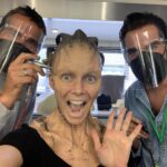 Annie Wersching Instagram - Sick of #Picard posts yet? 😉👑👽Never, you say?! Great! In honor of our panel at @wondercon today, this one goes out to the incredible artists who designed, executed and applied this tricky prosthetic. In the beginning I was called 4 hours before I was due on set. That included everything…hair in a bun, bald cap, crown on, 10 overlapping prosthetics, airbrushing and hand painting. Then costume and corset and all the rest. We very quickly got the whole shebang down to 2 1/2 hours! I’d go film some snarky BQ scenes and then it would take about 25 mins to remove the makeup pieces. I would let my hubs/family know I was almost finished by sending one of these ridiculous pics of prosthetics being cut off my face! 🤣 Some of my favorite times throughout my whole #StarTrekPicard experience were sitting in the chair being worked on by @jrmackinnon amd @kevinkirkpatrickart. I mean….what talent! And what great humans.❤️@vincentvandykefx and his team created piece after piece and @nevillepage was the concept artist for the whole thing! They did all of this while under the strictest of Covid protocols. I applaud them tremendously and I’m sure they’ll win lots of Emmys. 🏆 As they should! Don’t even get me started on @christineclarkdesign and @syzygy_designs and their ridiculously amazing detailed fittings and BQ costume…We’ll save that for next week ;) @startrek @startrekonpplus #picardbts