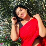 Anshita Akbarsha Instagram - “I hope it’s okay if I love you forever.” ❤️ Saree @sarvatva.chennai . . #saree #sareelove #trading #happy #bepositive #beloved #behappy #smile #redlover #flyhigh #dreamgirl