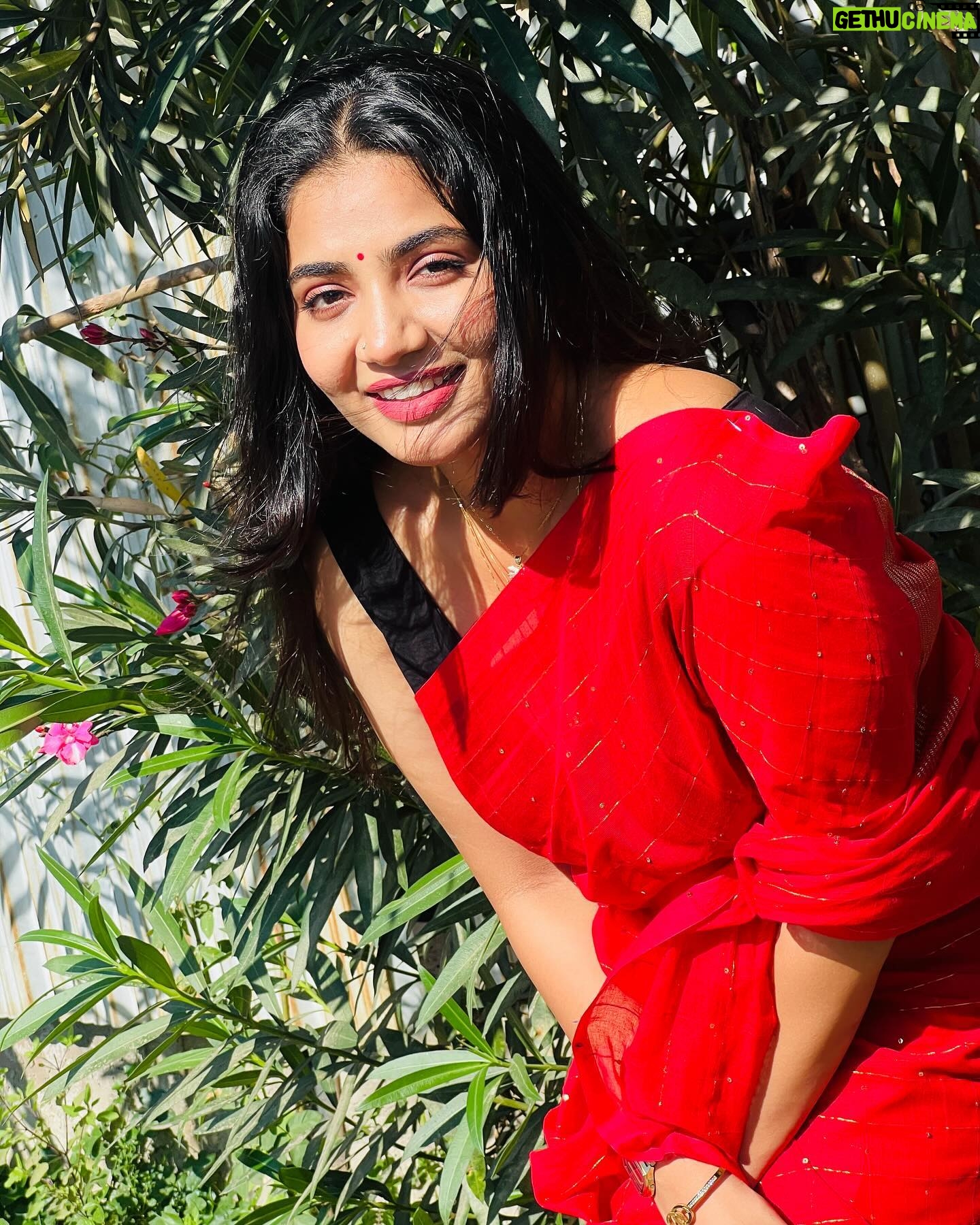 Anshita Akbarsha Instagram - “I hope it’s okay if I love you forever.” ❤️ Saree @sarvatva.chennai . . #saree #sareelove #trading #happy #bepositive #beloved #behappy #smile #redlover #flyhigh #dreamgirl