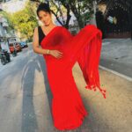 Anshita Akbarsha Instagram - Happy Sunday ❤️ Saree @sarvatva.chennai #sunday #happy #smile #redsaree #traditional #instapost #happy