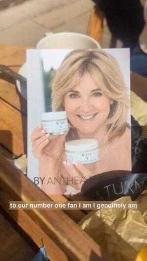 Anthea Turner Instagram - Wishing @kategarraway the happiest of birthdays and so pleased she loved mine and Vickie’s BALM 6 and BODY 3  gift 🫶 

It’s a one pot wonder of  multiple uses;
Cleanser
Moisturiser 
Hair mask 
Lip Balm 
Eyelash & Eyebrow Balm 
Cuticle Balm 

BODY 3 is a pot of whipped body butter that softens Feet - Body - Hands 

The smell she raves about is;
Lemongrass 
Rosemary &
Vanilla 🫶🏼

This was a tricky milestone for Kate, her first birthday without Derek and our love goes out to her and anyone else missing a loved one on their birthday 🩷

You can order BALM 6 & BODY 3 via - www.antheaturner.com/shop
