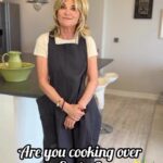 Anthea Turner Instagram - Who’s cooking over the Easter Weekend? I am and going to wear an apron for a change instead of forgetting …… And then splat - Its too late!! My lovely friend Donna gave me this one and I adore it, a tenner from @dunelmuk and washes really well