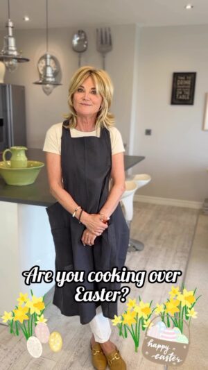 Anthea Turner Instagram - Who’s cooking over the Easter Weekend?

I am and going to wear an apron for a change instead of forgetting …… And then splat - Its too late!! 

My lovely friend Donna gave me this one and I adore it, a tenner from @dunelmuk and washes really well