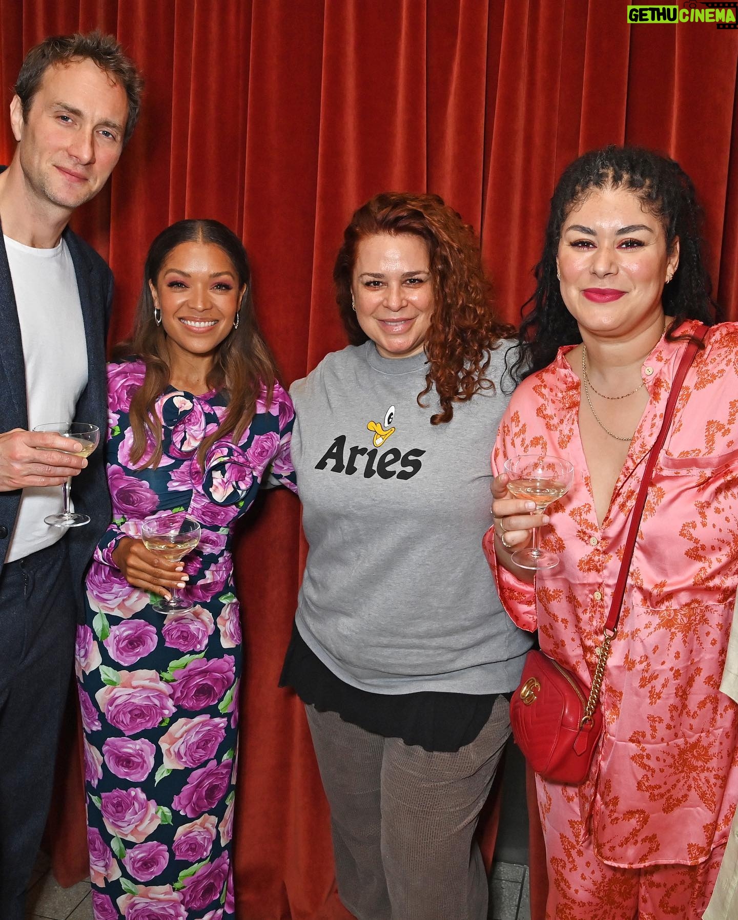 Antonia Thomas Instagram - The loveliest way to brunch. 🥐Thanks @appletv fam for bringing together old and new friends for your @bafta brunch. 💫 Makeup @kennethsohmakeup Hair @miguelmartinperezldn Styling: @hollyevawhite Dress @magdabutrym