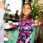 Antonia Thomas Instagram - The loveliest way to brunch. 🥐Thanks @appletv fam for bringing together old and new friends for your @bafta brunch. 💫 Makeup @kennethsohmakeup Hair @miguelmartinperezldn Styling: @hollyevawhite Dress @magdabutrym