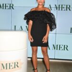 Antonia Thomas Instagram - A wonderful evening with wonderful people celebrating the fabulous @lameruk and learning about their sustainability goals. Thank you so much for having me to your beautiful heritage dinner and for bringing together old and new friends. 🌊💛🌊💛🌊 Styling: @hollyevawhite @eointhomashiggins Makeup: @bbpro_amyconway Dress: @mithridate.official