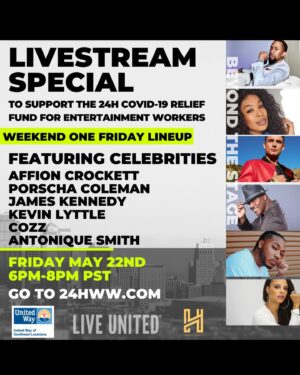 Antonique Smith Instagram - TUNE IN TONIGHT!!!!! Friday May 22nd 6PM PST / 9PM EST 🗣🎙️❤️
#beyondthestage with
@24h_worldwide  @UnitedWaySELA 
TWENTY-FOUR H. COVID-19 Emergency Relief Fund.

benefiting our entertainment community 
Tune in Today at 6pm-8pm (PST) for a (“2hr”) tribute as we Kick Off Beyond The Stage" live streaming campaign to raise funds for our entertainment community; entertainers, artists, Art, Fashion, Film & TV., independent contractors, and gig workers, 
Lineup for today Host @AffionCrockett | @porschacoleman @antoniquesmith 
@cozz
@ym_thadon
@katemestajewelry
@itsjameskenneddy and more surprise guest cameos.

#24hworldwide
#covid_19
To Donate:

http://24hww.com/  Or TEXT: 
STEP 1: TEXT NUMBER (213) 397-2007

STEP 2: PUT THE DOLLAR AMOUNT 
#weareallinthistogether