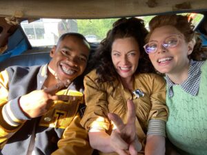 April Bowlby Instagram - Just a ragtag bunch of misfits on a road trip 
 @joivanwade  @michellegomezofficial #youthpatrol 🤓
