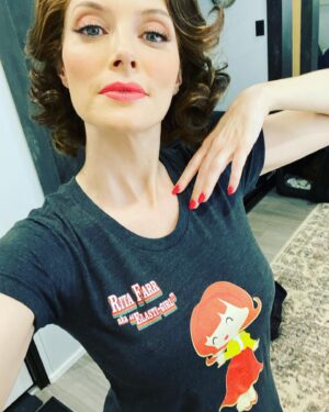 April Bowlby Instagram - Ahh lovely Rita. Thank you @awesomemandy42 for your incredible creation!  #RitaFarr 🍸 👠 #doompatrol #elastiwoman #lovelyrita #elastigirl #shemadethis 😊