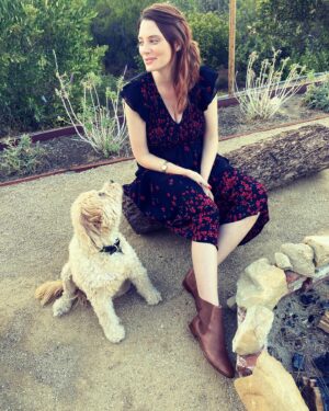 April Bowlby Instagram - Fall is here 🍂
This dress helps heal the earth 
@christydawn #farmtocloset #bodiedress #deadstockfabric #chelseaboot