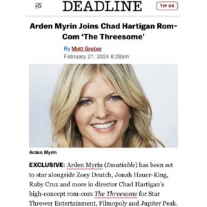 Arden Myrin Instagram - I am SO EXCITED about this!! @chadhartigan is so wonderful, the script is incredible. And @zoeydeutch @jonahhauerking @jaboukie & Ruby Cruz are so lovely. I’m honored to be a part of this! 💕💕💕💕💕