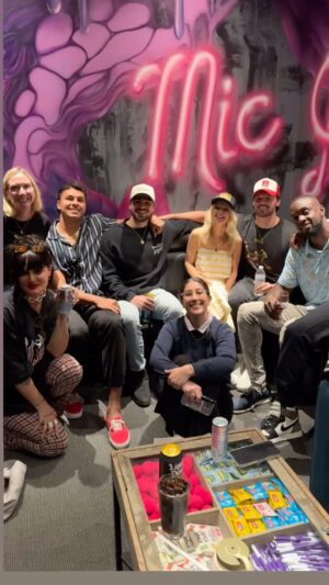 Arden Myrin Instagram - Will You Accept This Rose? 🌹 podcast LIVE FROM SAN DIEGO BRO-CHELLA IS UP! Thank you to all who came to the show and the delightful bachelors@aaronrclancy @loganseagull @tylerjnorris9 Aaron Bryant who showed up and we’re so funny and special things to Logan who made my dreams of doing the Bachelorette ABC run and jump leg wrap a reality! Also, we would never have been able to do it without our superstars @jacquisneal, @redtankgirl @thebaddmom and of course THE WIND BENEATH MY WINGS @sellinghossnieh AKA Dr. 🍌. Listen now on @iheartpodcast or wherever you get your podcasts! And a very special huge thank you to the wonderful @micdropcomedysandiego for hosting us and for having such an incredible staff!