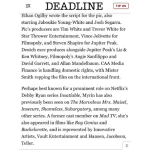 Arden Myrin Instagram - I am SO EXCITED about this!! @chadhartigan is so wonderful, the script is incredible. And @zoeydeutch @jonahhauerking @jaboukie & Ruby Cruz are so lovely. I’m honored to be a part of this! 💕💕💕💕💕