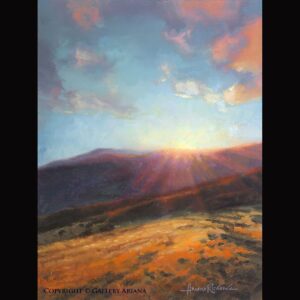 Ariana Richards Instagram - "Sunrise" - I've always liked that quiet time of day when the sunbeams are just beginning to peek over the horizon. 

- Love, Ariana.

#saturdaysketches
#artwithariana
#galleryariana
#oilpainting
#artist