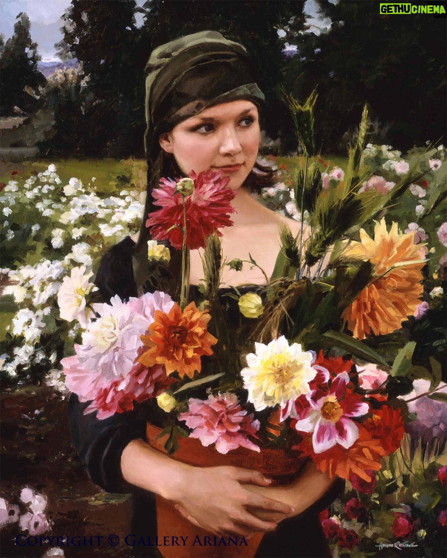 Ariana Richards - 3K Likes - āThe Girl with Flowersā- beautiful, innocent, dreaming of her life to come. A moment that has transpired in modern days & times past. This composition is from my series of "Dahlia" paintings. ā Love, Ariana.
Ā
#saturdaysketches
#artwithariana
#galleryariana
#oilpainting
#artist