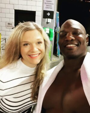 Ariana Richards Instagram - Unforgettable invitation! Backstage WWE Raw with personal friend, the one and only, Shelton Benjamin @sheltyb803 
•
•
•
•
@wwe 
#arianarichards 
#sheltonbenjamin 
#wweuniverse 
#jurassicpark