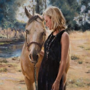 Ariana Richards Instagram - "The Secret" - The best kind of confidant. I do sometimes miss my equestrian days. 
- Love, Ariana.

#saturdaysketches
#artwithariana
#galleryariana
#oilpainting
#artist