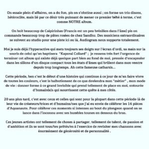 Ariane Moffatt Instagram - 20 ans !!! L'album Aquanaute 2022 est disponible partout mes précieux ! 
Mille merci à mon équipe et celle de tous les fabuleux  artistes qui en ont fait une si douce célébration! 💓🙏🏼🐠