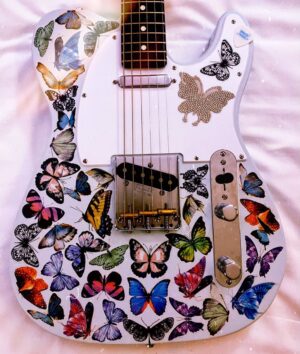 Arianna Powell Instagram - Tele baby is ready for #manicworldtour @iamhalsey 🦋🦋🦋 @fender