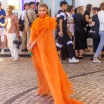 Arielle Raycene Instagram - My future kitchen color 🍊 Bag @sandraj_handbags Dress @lena_erziak @mephistophelesproductions Hair @mihaoshima