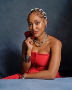 Arsema Thomas Instagram - New Level Unlocked. Thank you @bazaaruk for the invite and for @janellemonae for practicing what you preach and seeing me. Hip hip hooray to Musician of the Year and to all the winners! An amazing team came together for this look, @bbpro_zarafindlay on face, @luciajosephine_ on hair (inspired by @trevor_stuurman and @dioufsarah ), @4nj0la on styling this amazing @orangecultureng look! Stunner photos by @rachellouisebrownstudio and set design by @lyndonogbourne