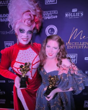 Art Simone Instagram - She’s a WINNER baby! 🏆 
So stoked to take out “Melbourne’s Favourite Drag Queen” and “Best Drag Production” (@kathandkimplay) at the 2024 @medeawards!! 
Thank you to everyone that voted, and those that are always there to support me - that. means. EVERYTHING 🥰 

And a huge congratulations to our vibrant and talented Melbourne drag & burlesque communities that came out in droves to cheer on, support and champion each other. I couldn’t be more proud of all of you. 💋❤️ 

Costume - @tamaraclaire (who won costumier of the year!)
Hair - @weekdaywigs