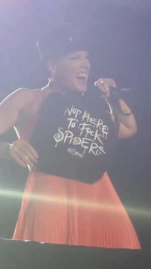 Art Simone Instagram - @pink has pretty good taste! 🕷️ 
Thanks @maddison.mackay for hooking the gal up with my merch! 🤩 
Design by @myheadsajungle