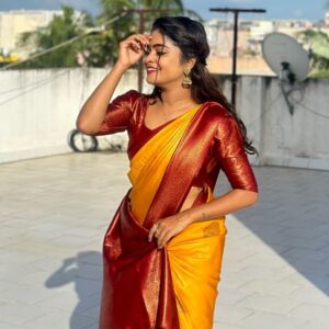 Arunima Sudhakar Instagram - Saree from @mouval_house_of_sarees
