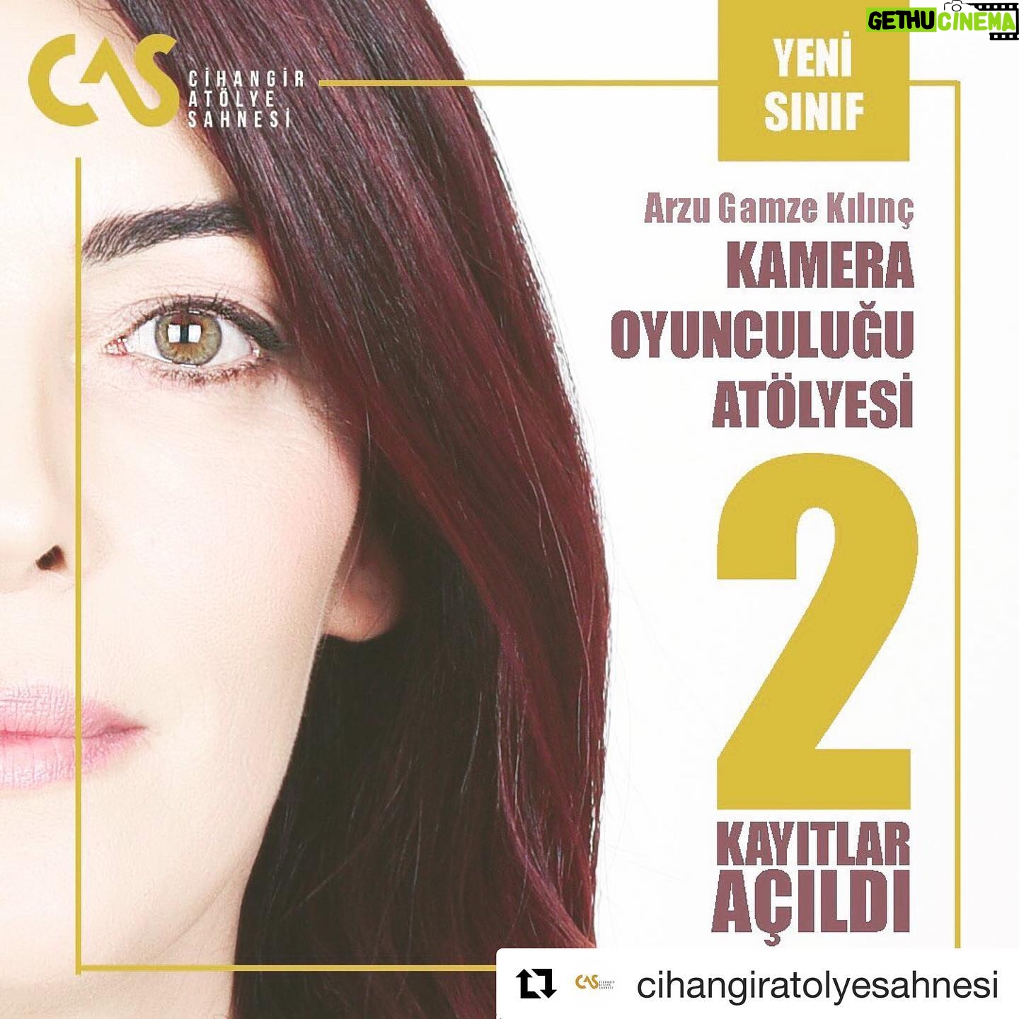 Arzu Gamze Kılınç - 2.7K Likes - 10 Ekim Cumartesi başlıyoruz😊#Repost @cihangiratolyesahnesi
・・・
Kamera Oyunculuğu Atölyesi yeni sınıfımız başlıyor. Öncesinde en az temel düzeyde oyunculuk eğitimi almış 16 yaş üstü herkes katılabilir.
Kayıtlar açıldı!
#caskameraoyunculuğu
#kameraönüoyunculuk
#oyunculukeğitimi #oyunculukkursu #temeloyunculuk #tiyatroeğitimi #tiyatro #cihangiratölyesahnesi #cas