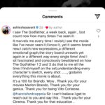Ashlesha Savant Instagram - When @francisfordcoppola likes your comment on his post - it’s like you are touched by God!!!!!!! Social media may be everything between the Good ,Bad ,Ugly Holy &Unholy . But it sure is a platform if used from true heart and love , one can reach out and touch Geniuses around the Globe. The Godfather- @thegodfathermovie was my education in acting.What it does to me as a movie 🎥 lover is a whole another dimension that cannot be expressed in words. I am leaving This post here. Maybe it reaches out to those who have not seen the trilogy ( I wonder why not seen ) I should be posting this tomorrow in honour of Sir Francis’s birthday tomorrow. But I CANNOT CONCEAL MY EXCITEMENT. Those who love movie making will know what this means . A very pre- Happy Birthday @francisfordcoppola . As I said thank you for your #cinema forever indebted ,forever learning . #thegodfather #francisfordcoppola #movies