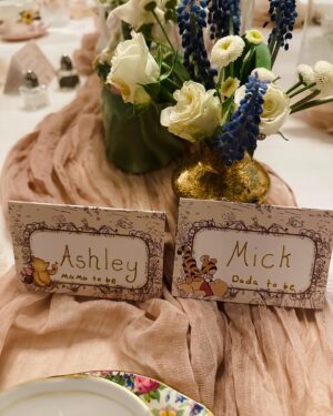 Ashley Argota Instagram - “It isn’t much good having anything exciting, if you can’t share it with somebody.” -Winnie the Pooh 🍯 oh baby, did we have a fun first baby shower! Thank you to our amazing family (especially Nana and Grauntie Lala!!) for throwing the most wonderful Pooh tea party, complete with a butterfly shaped cake and tea sandwiches and scones— all homemade :) Michael Harrison Jr. is the luckiest little bear 💛