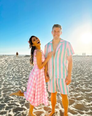 Ashley Argota Instagram - The strike is over!! We were Barbie & Ken for Halloween!! 😝🎀🌊

Thank you to the incredible SAG AFTRA negotiating team for their hard work over the last 118 days. We are so excited to get back to work!