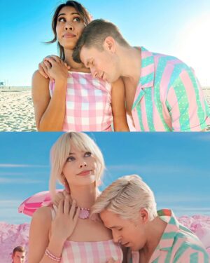 Ashley Argota Instagram - The strike is over!! We were Barbie & Ken for Halloween!! 😝🎀🌊

Thank you to the incredible SAG AFTRA negotiating team for their hard work over the last 118 days. We are so excited to get back to work!