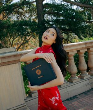 Ashley Liao Instagram - graduated from my dream university last december 💙💛 #GoBruins 

photographer: @alllywei 
white dress: @forloveandlemons 
qipao: hand made by my grandmother for my moms wedding reception ❤️
white pant suit: @aritzia