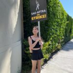 Ashley Liao Instagram – new york and los angeles picket!!! #SAGAftraStrike #SAGAftraStrong #UnionStrong