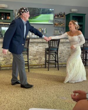 Ashley Lomberger Instagram - My dad is fighting a true warrior’s battle right now. This week, @joshmathews and I renewed our wedding vows and I got my first dances with my best guys. It was perfect. ❤️